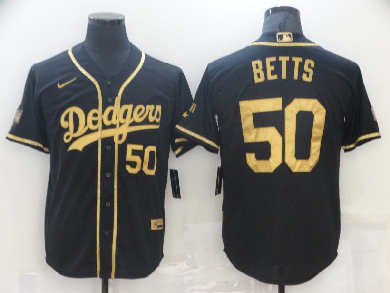 Men Los Angeles Dodgers #50 Betts Black Game Nike MLB Jerseys